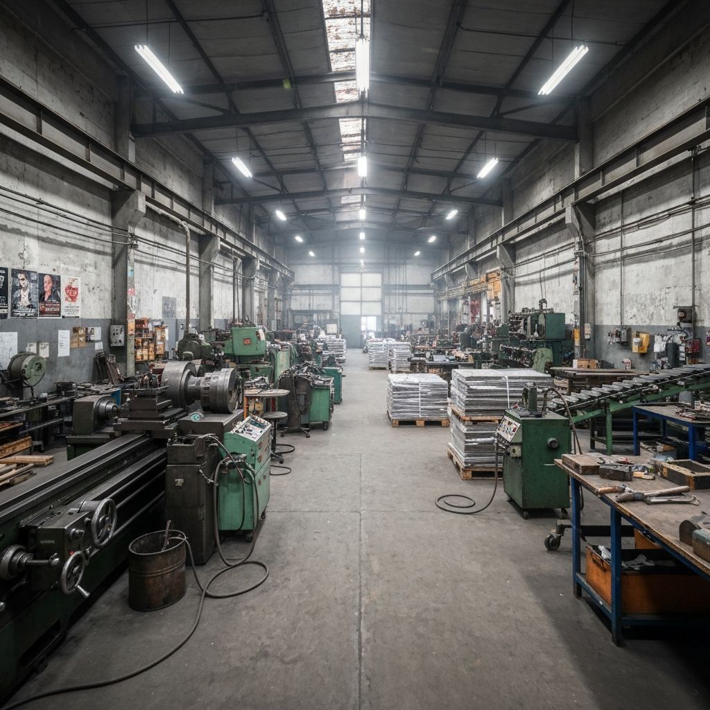 Interior de oficina industrial com equipamentos